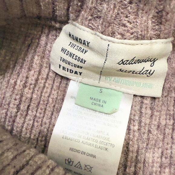 Saturday Sunday By Anthropologie Mock Neck Knit Sweater Short Set in Brown Small - Picture 5 of 6